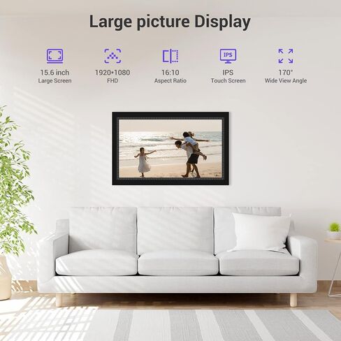 إطار صورة رقمي مقاس 10.1 بوصة، إطار صور رقمي ذكي مع شاشة لمس IPS مقاس 1280 × 800، تدوير تلقائي وعرض شرائح، إعداد سهل لمشاركة اللحظات عبر التطبيق من أي مكان وفي أي وقت in Kuwait