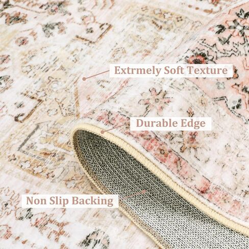 9x12 Rugs for Living Room Vintage Distressed Rug Non Slip Accent Rug Stain Resistant Throw Rug Low Pile Accent Rug Indoor Floor Cover Soft Rug for Bedroom Dining Room, Grey Multi in Kuwait