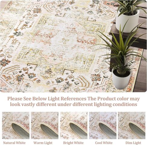 9x12 Rugs for Living Room Vintage Distressed Rug Non Slip Accent Rug Stain Resistant Throw Rug Low Pile Accent Rug Indoor Floor Cover Soft Rug for Bedroom Dining Room, Grey Multi in Kuwait