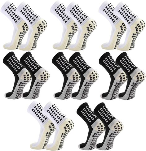 8 Pack Men's Soccer Socks Anti Slip Non-Slip Grip Pads for Football Basketball Sports Grip Soccer Socks in Kuwait