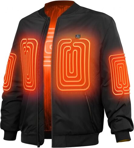 Men’s Heated Jacket with Battery, Windproof Bomber Jackets Winter Warm Casual Heating Coat with 5 Heating Areas in Saudi Arabia
