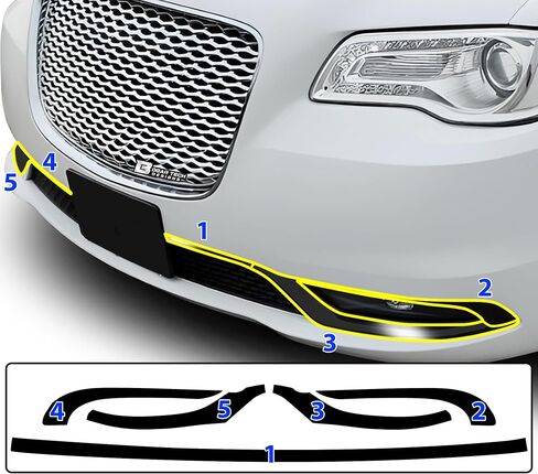 BOGAR TECH DESIGNS Lower Front Bezels Chrome Delete Overlay Compatible with Chrysler 300 2015-2023, Gloss Black in Saudi Arabia