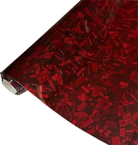 Red Forged Carbon Fiber Vinyl Wrap Self Adhesive Film, High Gloss Car Wrap Vinyl Roll Bubble Free with Air Release Technology, Perfect for DIY Cars Motorcycle Protection (Red High Gloss, 1ft x 10ft) in Saudi Arabia