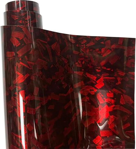 Red Forged Carbon Fiber Vinyl Wrap Self Adhesive Film, High Gloss Car Wrap Vinyl Roll Bubble Free with Air Release Technology, Perfect for DIY Cars Motorcycle Protection (Red High Gloss, 1ft x 10ft) in Saudi Arabia