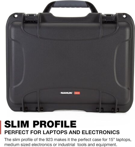 Nanuk 923-1001 Waterproof Hard Case with Foam Insert and Incorporated TSA Approved Travel Lock Latches - Black, Medium Series in Kuwait