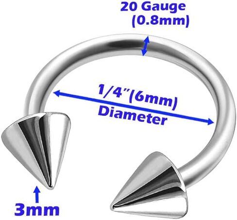MATIGA 6Pcs Steel 6mm 8mm 10mm horseshoe hoop earrings Piercing Jewelry Septum Nose Eyebrow Tragus Lip 3mm Ball Cone More Choices in Saudi Arabia