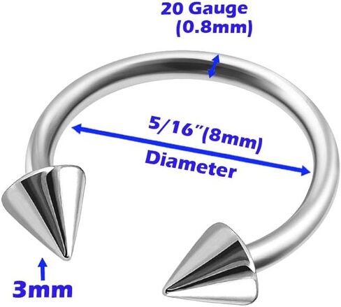 MATIGA 6Pcs Steel 6mm 8mm 10mm horseshoe hoop earrings Piercing Jewelry Septum Nose Eyebrow Tragus Lip 3mm Ball Cone More Choices in Saudi Arabia
