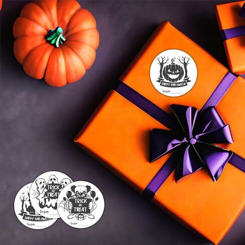 40 Happy Halloween Round Label, 2" Spooky Ghost Round Stickers for Halloween Wrapping, 4 Styles Fill in Style Adhesive Tag, Party Favors & Decorations - A02 in Kuwait