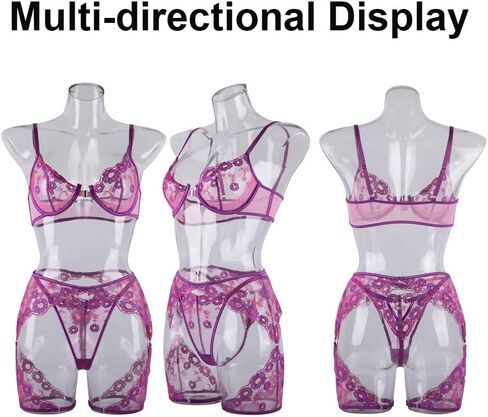 Gogobear Women's Lace Floral Embroidered Lingerie Sets Underwire, G-String, Garter Belt, 3 Pieces Lingerie in Kuwait
