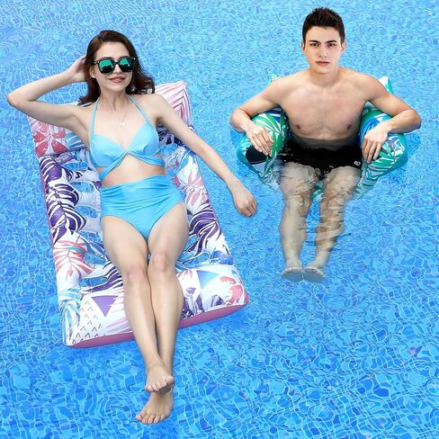 Pool Floats - 2 Pack Pool Floats Adult Size 4-in-1 Pool Floaties, Swimming Pool Water Hammock Lounge in Kuwait