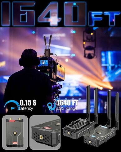 جهاز إرسال واستقبال HDMI لاسلكي 4K، مجموعة موسع HDMI للتوصيل والتشغيل بطول 492 قدمًا، نظام نقل فيديو HDMI 5G بدقة 4K Full HD للبث من DSLR/الكمبيوتر المحمول/Netflix/YouTube إلى التلفزيون/جهاز العرض in Kuwait