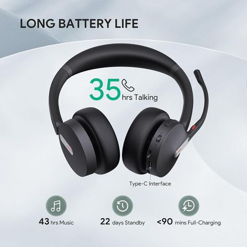 Yealink BH70 Mono Wireless Bluetooth Headset with Microphone for Work, up to 35h Talking Battery Life, 3-Mic Noise Cancellation, 91g Lightweight Microsoft Teams Certified Work Headsets for PC, USB-A in Saudi Arabia