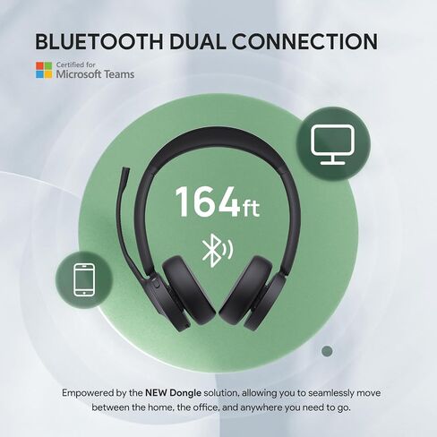 Yealink BH70 Mono Wireless Bluetooth Headset with Microphone for Work, up to 35h Talking Battery Life, 3-Mic Noise Cancellation, 91g Lightweight Microsoft Teams Certified Work Headsets for PC, USB-A in Saudi Arabia