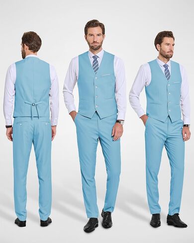 MrSure Men's 2-Piece Suit, Vest Pants Set for Men, Casual Waistcoat with Tie for Prom Wedding Homecoming in Kuwait