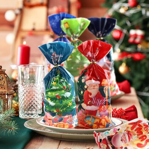 Halloween Cellophane Treat Bags, 150 Pcs Halloween Trick or Treat Candy Gags with Twist Ties, 12 Styles Halloween Goodies Bags Gift Bags for Halloween Party Favors in Saudi Arabia
