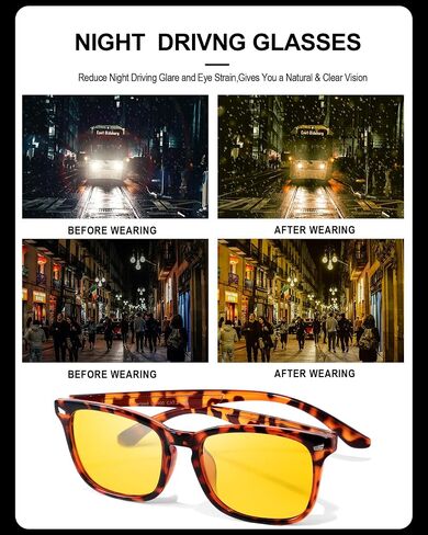 TJUTR Night Vision Driving Glasses for Men Women, Polarized Anti Glare Yellow Glasses for Driving at Night Time TN8082 in Saudi Arabia