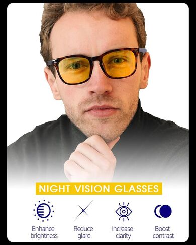 TJUTR Night Vision Driving Glasses for Men Women, Polarized Anti Glare Yellow Glasses for Driving at Night Time TN8082 in Saudi Arabia