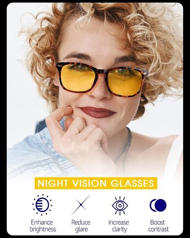 TJUTR Night Vision Driving Glasses for Men Women, Polarized Anti Glare Yellow Glasses for Driving at Night Time TN8082 in Saudi Arabia