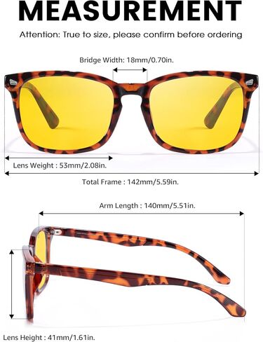 TJUTR Night Vision Driving Glasses for Men Women, Polarized Anti Glare Yellow Glasses for Driving at Night Time TN8082 in Saudi Arabia