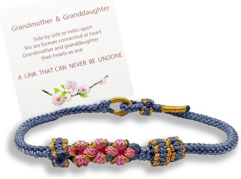 CJIAYUJEW to My Granddaughter ''A Link That Can Never Be Undone'' Peach Blossom Bracelet,Adjustable Braided Granddaughter Bracelet from Grandma in Saudi Arabia