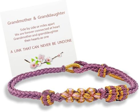 CJIAYUJEW to My Granddaughter ''A Link That Can Never Be Undone'' Peach Blossom Bracelet,Adjustable Braided Granddaughter Bracelet from Grandma in Saudi Arabia