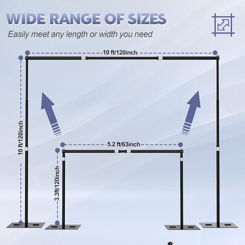 Heavy Duty Backdrop Stand, 8.5x10ft Adjustable Photo Background Stand Support System Kit with Metal Base, Pipe and Drape Photography Backdrop Stand Kit for Parties Video Studio Wedding in Kuwait