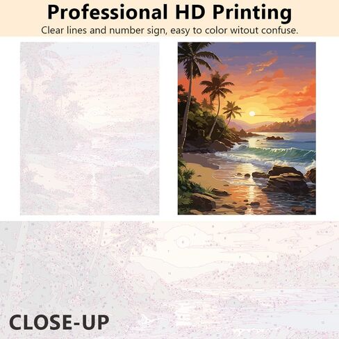 Landscape Paint by Numbers for Adults Beginners - Sunset Ocean Wave - DIY Adult Paint by Number Kits on Canvas with Brushes and Acrylic Pigment Without Frame for Home Office Wall Decor 16x20inch in Saudi Arabia