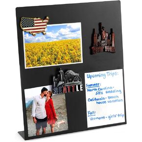 Large Magnetic Metal Board for Magnets - Tabletop Memo Display Easel Stand for Home, Office, School (Black, 12.6 in)