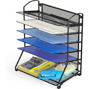 Simple Houseware 6 Tier Desktop Document Letter Tray Organizer, Black in Kuwait