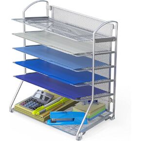 Simple Houseware 6 Tier Desktop Document Letter Tray Organizer, Black