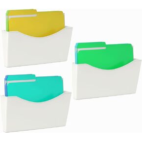 Kuntine.B 6 Pack Clear Single Pocket File Holder Hanging Wall Organizer, Wall Mount Mails Magazines Organizer for Office and Home