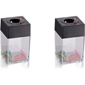 Officemate Small Clip Dispenser with Magnetic Top, Clear/Black (93687)