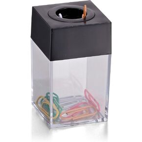 Officemate Small Clip Dispenser with Magnetic Top, Clear/Black (93687)