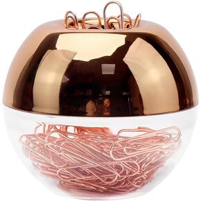 Rose Gold Paper Clip Holder Magnetic Paper Clips Dispenser with 100pcs Paperclips for Desk Office School Home Organizers Accessories Gift Idea (Rose Gold) in Kuwait