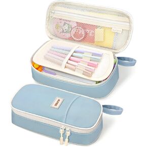 SUNEE Cute Pencil Case, Aesthetic Pen Pouch, Colored Large Pencil Bag with Zipper, Kawaii Stationery Storage and Organizer, Green School Supplies for Teen and Adult Girls
