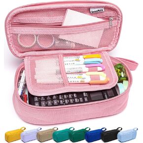 SPACEMATE Heavy Duty Canvas Pencil Case Pouch Bag - Holds 50-100 Pencils - Large Big Capacity Aesthetic Pen Case School Supplies for Back to School College Students (Yellow)