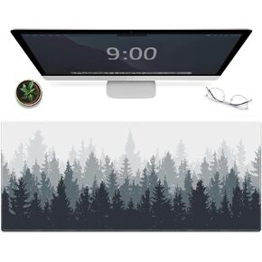 Galdas Gaming Mouse Mat Forest Background Pattern XXL XL Large Mouse Mat Long Extended Mouse Pad Desk Mat Non-Slip Rubber Mice Pads Stitched Edges Thin Pad (31.5 x 11.8 x 0.12 Inches) Tree