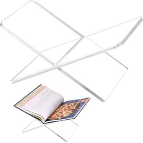 Acrylic Book Stand 15 x 9 x 6 in Large Open Book Display Stand for Cookbook Art Book Bible Guest Book - Coffee Table Book Stand for Reading - Black, Large