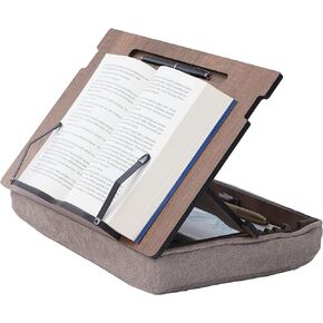 Book Stand with Storage, Book Holder, Reading Stand, Cookbook Holder, Recipe Book Stand, Wooden Book Stands for Reading, Cookbook Stand for Kitchen, Book Holder for Reading in Bed (Walnut)