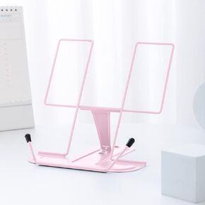 MSDADA Metal Book Stand for Desk, Adjustable Reading Rest Book Holder, Portable Cookbook Documents Holder, Sturdy Typing Stand for Recipes Textbooks Tablet Music Books with Page Clips (Black)