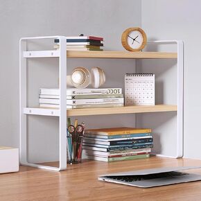SIDIANBAN Desktop Organizer Shelf Office Storage Rack Computer Desk Bookshelf Adjustable Display Shelf for Office Supplies (Black)
