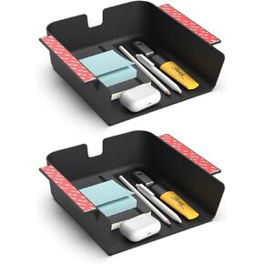 HumanCentric Under Desk Storage Shelf, Drawer Organizer for Office Tables, Workstations, and Sit Stand Desk, Mount Under Desk Shelf Adds Storage Tray, Screw or Stick On Desk Drawer