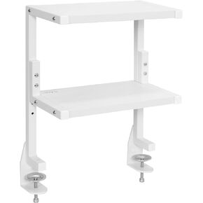 VIVO Clamp-on 13 inch Above or Below Desk 2-Tier Shelving Unit for Table Accessories, Gaming Devices, and More, Storage Tray, Desktop Organizer, Black, STAND-SHELF2C