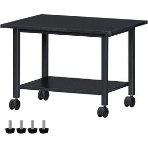 Lerliuo 3-Tier Printer Stand, Industrial Mobile Printer Table with Storage Shelf and Steel Frame, Rolling Printer Cart Holder with Lockable Wheels for Home, Office (White)