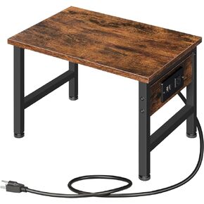 Printer Stand for Desk, Desktop Printer Stand with Outlet and USB Ports, Small Printer Table with Storage Hook, Under Desk Printer Cart, File Rack for Home Office BF01UPS01