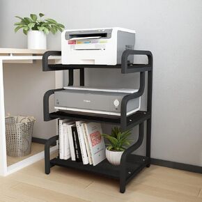 Natwind 3-Tier Printer Stand with Wheels Movable Storage Cart Floor-Standing Multi-Purpose Shelf Rack for Media Player Scanner Files Books Microwave Oven in Kitchen Living Room Home Office (White)