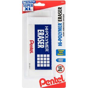 Pentel Hi-Polymer Block Eraser, Large, White, Pack of 10 Erasers