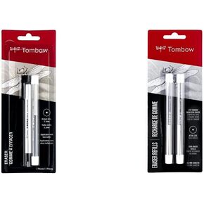 Tombow 57317 Mono Zero Eraser Value Pack, Rectangle 2.5mm. Precision Tip Pen-Style Eraser with Refill