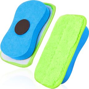 Microfiber Dustless Chalk Eraser Magnetic Chalkboard Cleaner Multipurpose Cleaning Duster Washable Reusable Eraser for Markers, Chalk, Home, Classroom and Office(2 Pieces)