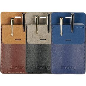 Pocket Protector, 3 Pcs Leather Pocket Pen Holder Organizer Pouch for Shirts Lab Coats Pants Pen Sleeve - Multi-Purpose Pen Pocket Holds Pens Pointers Pencils and Notes Card (Brown, Black,Blue)